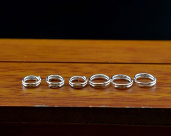 Anello diviso in argento sterling 10/100 pezzi, portachiavi in argento s925 per forniture per gioielli, anelli divisi 4 mm 5 mm 6 mm 8 mm