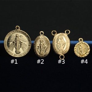 14K Gold Filled Our Lady of Guadalupe Virgin Mary Round Circle Charm, Gold Filled Virgin Mary Circle Charm, Religious Charm, Catholic Jesus