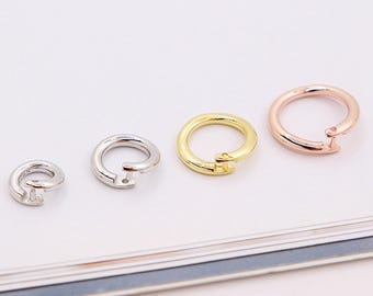 Sterling Silver Lock Jump Ring, s925 Silver Open Jump Ring For Jewelry Making Supplies, Open Jump Ring  6mm 7mm 8mm 10mm 12mm 14mm