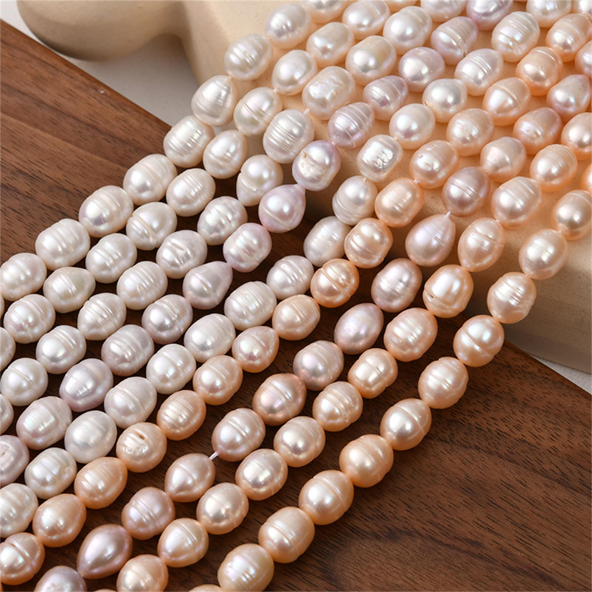 Genuine Natural Freshwater Rice Pearls Beads, Threaded Pearl Beads