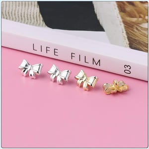 Sterling Silver Bowknot Beads, Bow Bead, Butterfly Knot Bead, Bowtie Bead, Plain Bow Bead, Bracelet Spacer, Delicate Bead, Dainty Bead
