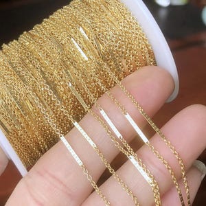 14K Gold Filled Cable Chain w/Rectangle Bar, Gold Filled Chain For Jewelry Making,Unfinished Chain Necklace Bracelet Footage 3.28Ft (1meter)