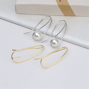 Boucles d&#39;oreilles en argent sterling, boucles d&#39;oreilles crochet en fil d&#39;oreille ovale en argent, plateau de boucles d&#39;oreilles, perles de perles à moitié percées, fixations de cheville 9mm 10mm