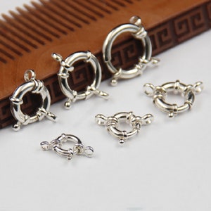 Sterling Silver Spring Ring Clasp, Pearl Clasp 2 Strands, Clasp with Loop, Clasp Connector for Bracelet Necklace 10mm 12mm 16mm 18mm 20mm image 1