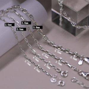 Sterling Silver Anchor Chain, s925 Silver Anchor Chain For Jewelry Making Supplies, Unfinished Marine Chain for Necklace Bracelet 2mm 3mm