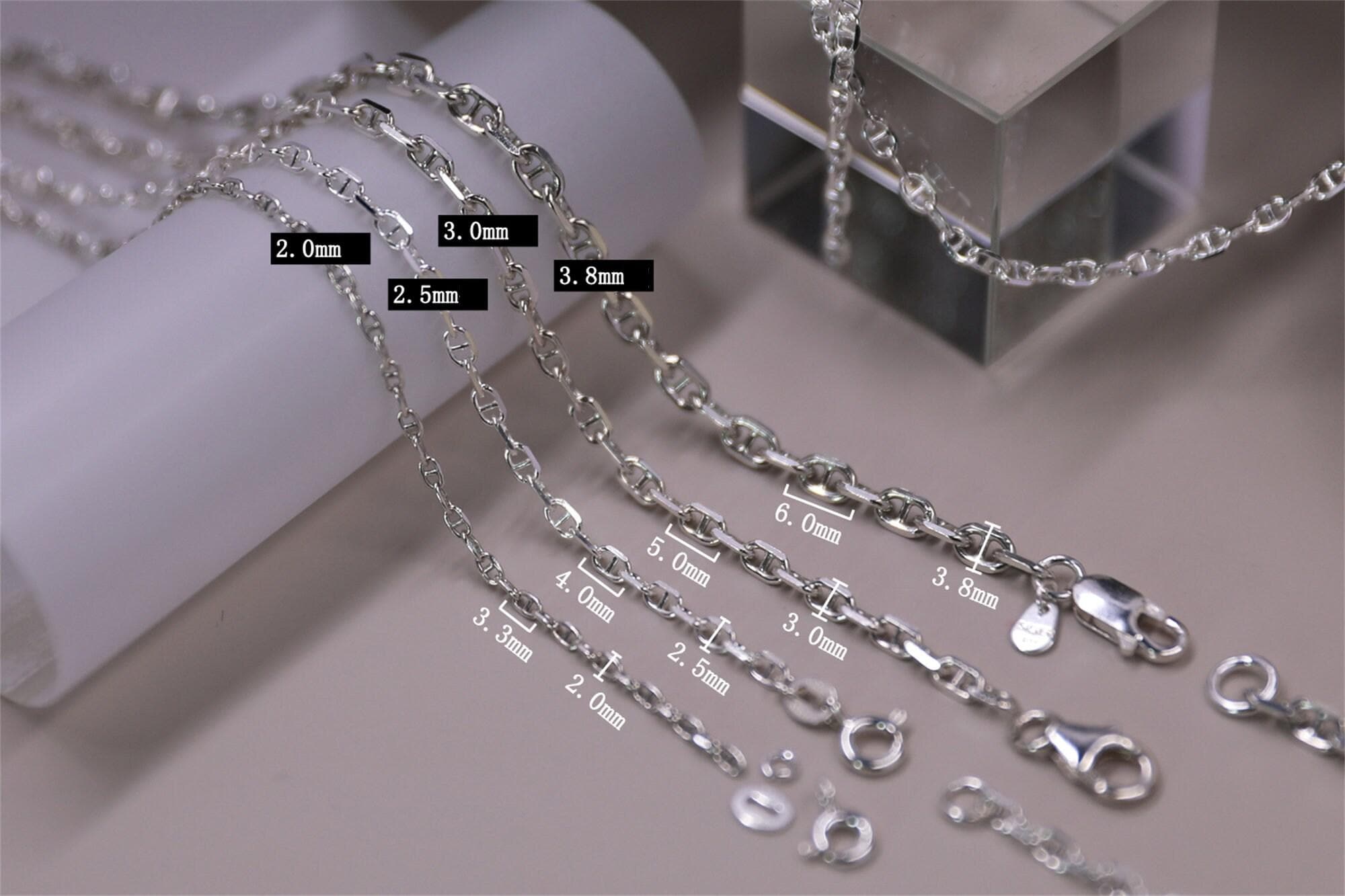 Sterling Silver Anchor Chain, S925 Silver Anchor Chain for Jewelry