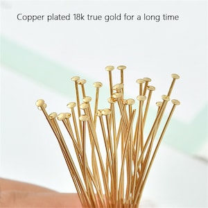 18K Vergoldete T-Pins, Goldfarbene flache runde Headpins, Goldfarbener Nadelstift für die Schmuckherstellung 20 mm 30 mm 35 mm 40 mm 45 mm