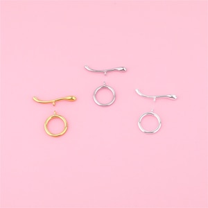 Sterling Silver Toggle Clasp, s925 Silver Plain Round Toggle Clasps Set For Jewelry Making Supplies, Bracelet Clasps,Necklace Clasps