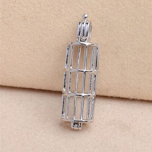 Sterling Silver Pendant Setting, S925 Silver Pearl Cage Pendant Pearl or Gemstone Bead, Hollow Pagoda Cage Pendant 6mm 7mm