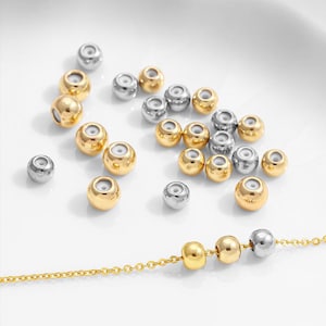 14K Vergoldete Silikonperlen, Verstellbare Perlen, Goldperle Ohne Öse, Armbandperle, Halskettenperle, Smart Stopper Bead 3 mm 4 mm 5 mm