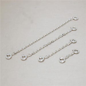 Sterling Silver Cable Chain Extensions with Spring Clasp, 925 Silver Cable Extender Chain, Bracelet Extension Chain, Necklace Chain Extender