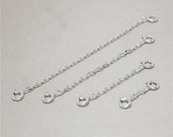Extensiones de cadena tipo cable de plata esterlina con cierre de resorte, cadena extensora de cable de plata 925, cadena extensora de pulsera, extensor de cadena de collar