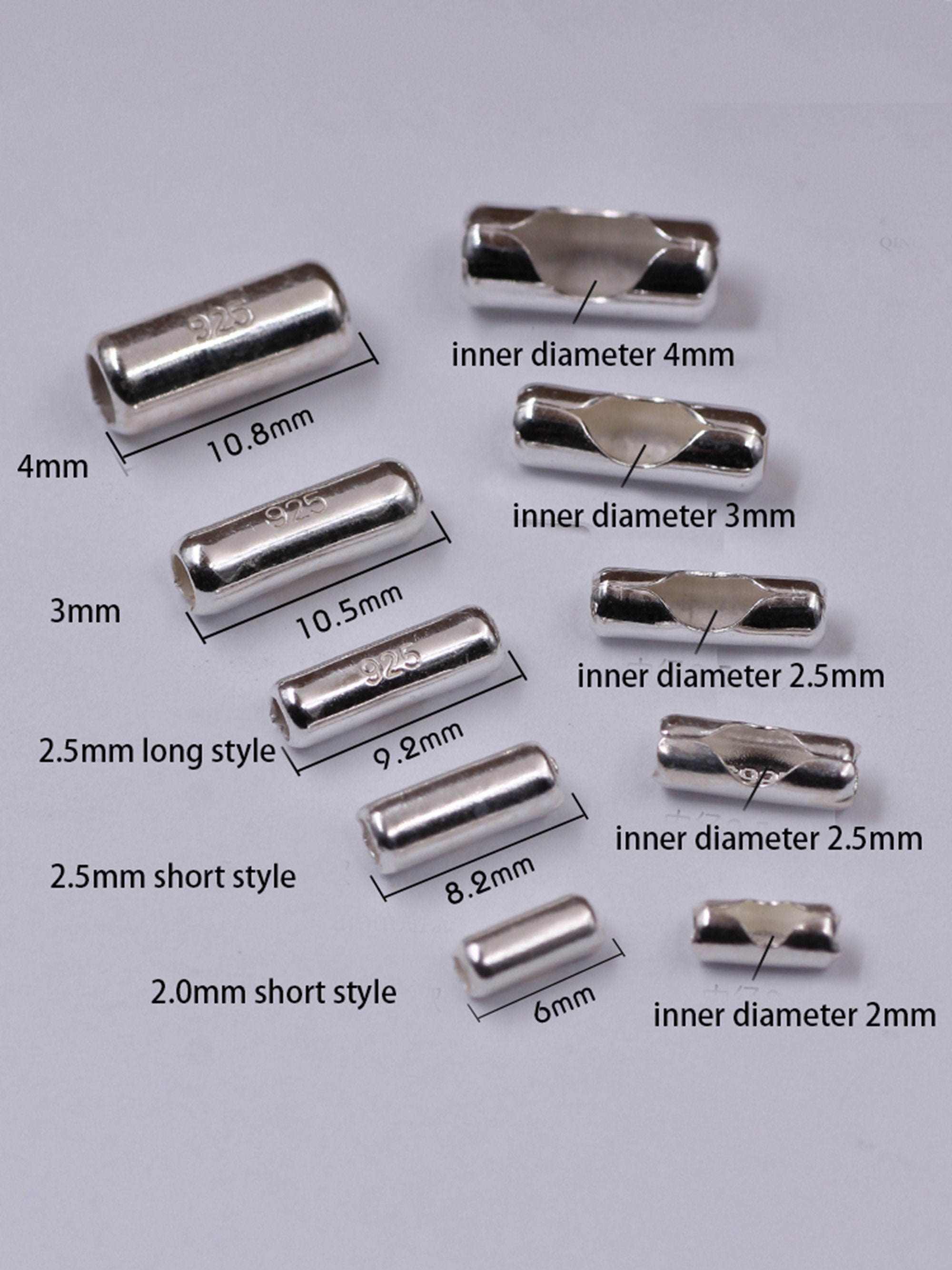 Chain Closures Sterling Silver Ball Chain Closures, 925 Silver Ball Chain Clasp, 925 ...