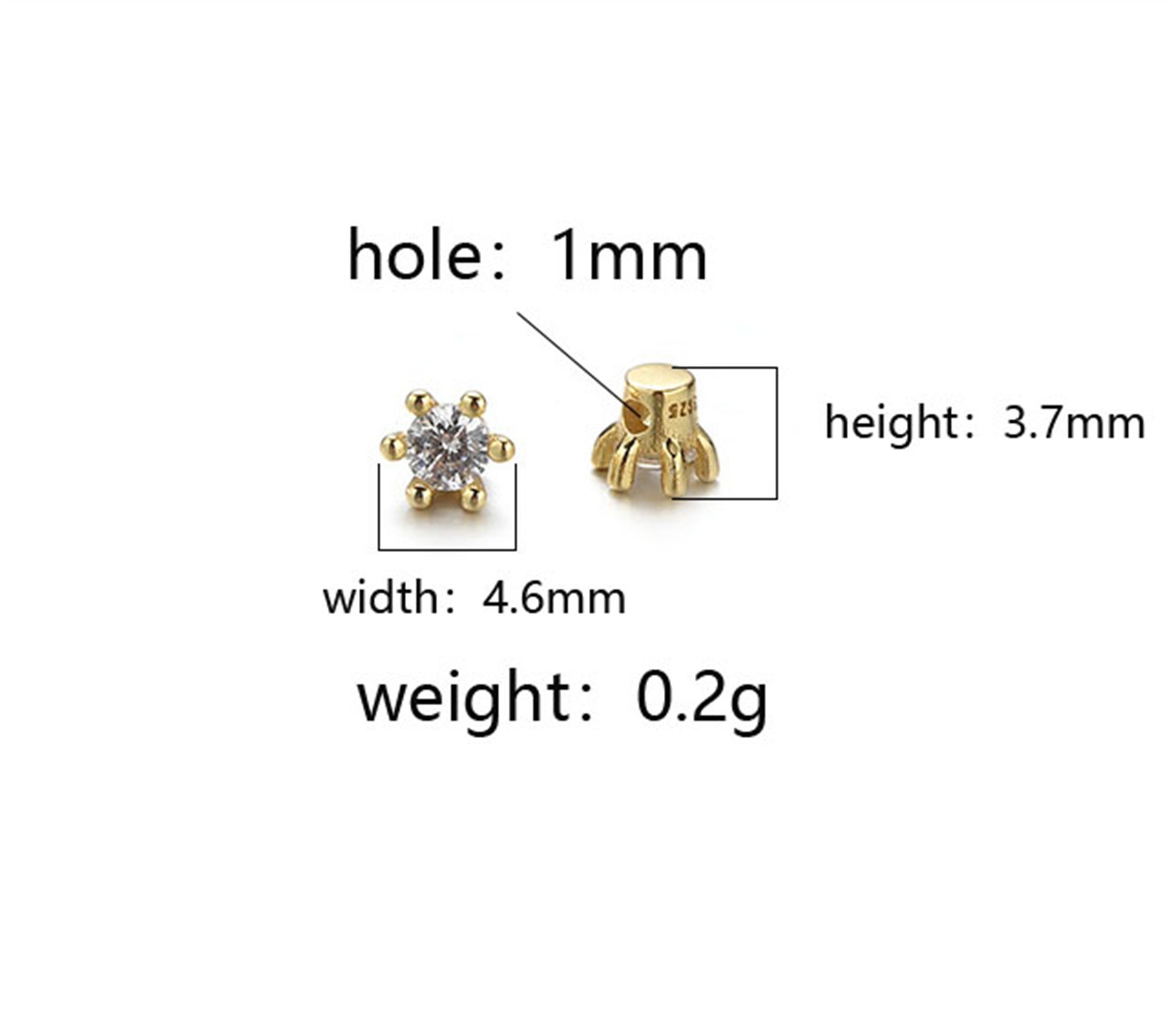 スターリングシルバーCZジルコンフラワービーズ、S925フローラルビーズ