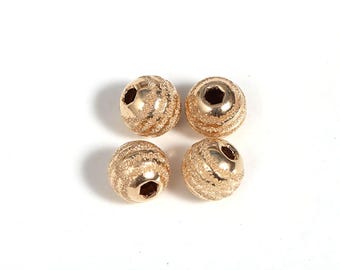 14K Gold Filled Stripe Round Beads, Gold Filled Spiral Round Bead For Jewelry Making Supplies, Round Spacer Bead 8mm