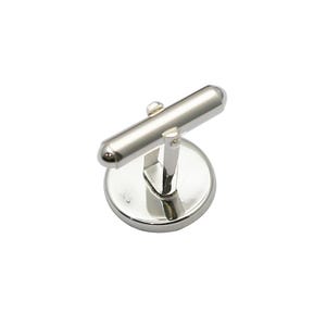 May include: A close-up of a silver cufflink, showcasing its polished finish. The cufflink features a rounded bar connected to a circular base with a post. The base has the number "925" engraved on it. The cufflink is set against a white background.