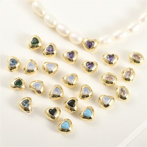 14K Gold Plated CZ Heart Beads, Love Bead, Valentine Bead, Romantic Bead, Friendship Bead, Bracelet Spacer, Sweetheart Bead, Vibrant Bead
