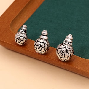 Cuentas de gurú de flor de plata esterlina, cuentas de gurú de plata, cuentas espaciadoras para pulseras, cuentas budistas, cuentas mala, cuentas de oración de 10 mm, 12 mm, 14 mm y 20 mm
