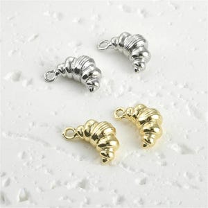 14K Gold Plated Croissant Charm Pendant, Cookies Bracelet, Bread Earring, Food Jewelry, Baking Charm For DIY Jewelry Making Supply 11*7.2mm