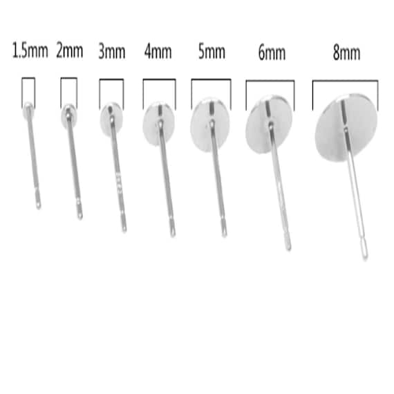Sterling Silver Earring Posts, s925 Silver Earring Post For Jewelry Making Supplies, Women Flat Pad, Earring Component 1.5/2/3/5/6/7/8/10mm