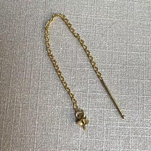 14K Gold Filled Cable Chain Earring Threaders, Gold Filled Box Threader w/ Cup and Peg For Half Drilled Pearl Beads, Ear Threader Earrings