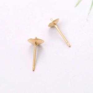 14K Gold Filled Pearl Cup Post with Double Notch 2.5mm 3mm 4mm 5mm 6mm, Gold Filled Cup Earring Post, Ear Post Cup, Earring Component