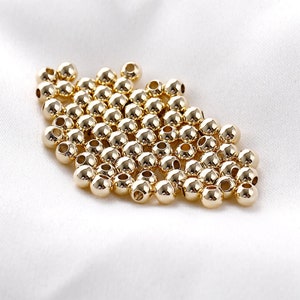 14K Gold Plated Pony Beads, Round Bead, Ball Bead, Smooth Bead, Plain Round Bead, Bracelet Spacer,Boho Bead,Vibrant Bead 2mm 3mm 4mm 5mm 6mm