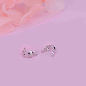 Sterling Silver  End Tip Cover, Sterling Silver Clamshell Bead Tips, s925 1.3mm Bead Tip Crimp Ends, Fold Over Crimp Bead, Cover End