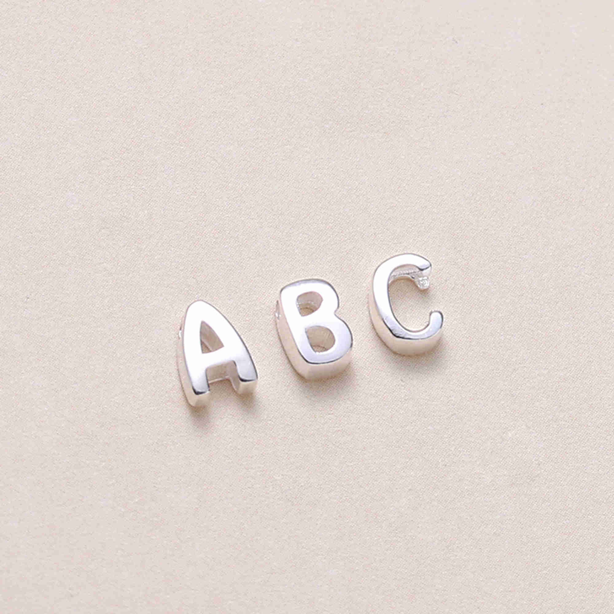 Sterling Silver Letter Beads Sterling Silver Alphabet Beads Etsy