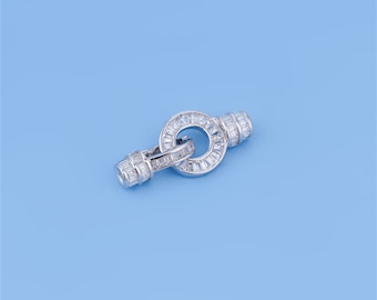 Sterling Silver CZ Cord End Cap, s925 Silver Leather Cord End Cap, Cord End Cap with Hook Clasp,Cord End Cap Connector for Bracelet Necklace