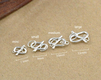 Sterling Silver S Clasps, s925 Silver Hook Clasp With Ring For Jewelry Making Supplies, Bracelet Hook Clasp Connector Ring