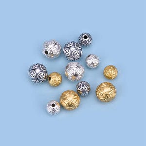 Sterling Silver Coin Beads, Wealth Bead, Riches Bead, Success Bead, Money Bead, Bracelet Spacer, Fortune Bead, Coinage Bead, Round Ball Bead
