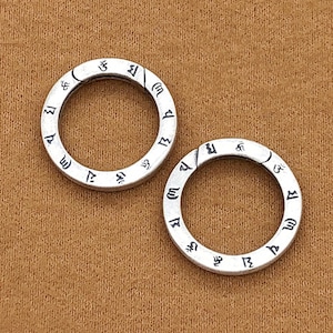 Sterling Silver Om Mantra Round Push Clasp, Silver Ring Hinged Clasp, Om mani padme hum Clasp Enhancer, Spring Gate Clasp, Holder Clasp 17mm