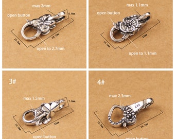 Karabinerverschluss aus Sterlingsilber, oxidierter S925-Silber-Karabinerverschluss, Karabinerhakenverschluss, Armbandverschluss, Halskettenverschluss, Schmuckzubehör