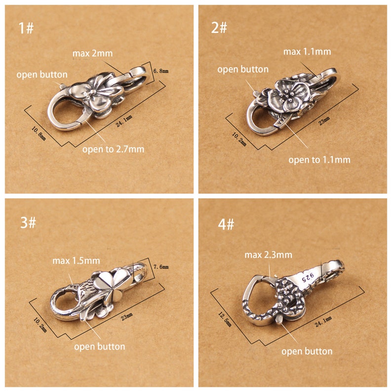 Sterling Silver Lobster Clasp, s925 Silver Lobster Clasps For Jewelry Making Supplies, Bracelet Lobster Claw Clasps image 6