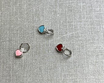 Sterling Silver Enamel Tiny Heart Charm, s925 Silver Heart Charm For Jewelry Making Supplies, Bracelet Charm,Earring Charm, Tiny Heart Charm