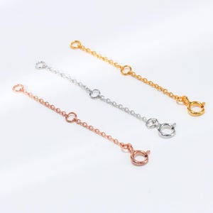 Corrente extensora de prata esterlina, corrente extensora de prata s925 para suprimentos de fabricação de joias, corrente extensora de pulseira com fecho de mola