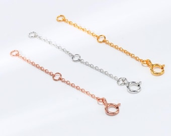 Sterling Silver Extension Chain, s925 Silver Extender Chain For Jewelry Making Supplies, Bracelet Extender Chain w/ Spring Clasp