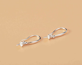 Sterling Silver Earring Hooks, s925 Silver Earring Hooks For Jewelry Making Supplies, Simple Earring Hooks with Cup and Peg