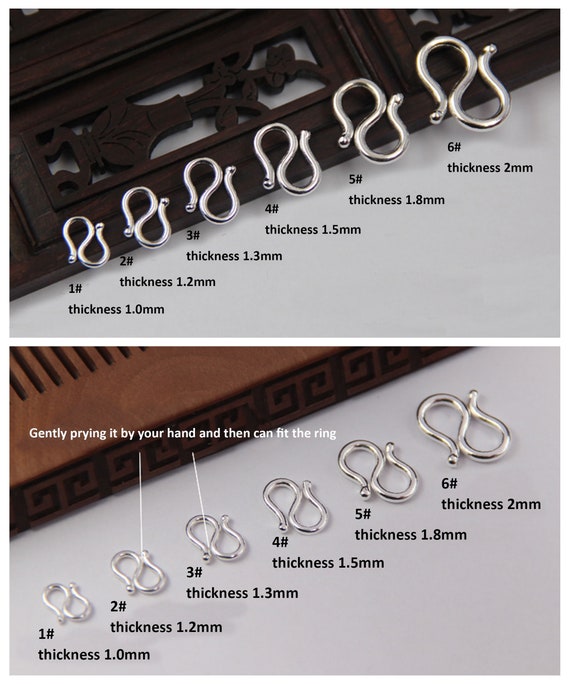 10pcs Sterling Silver S Clasps, S999 Silver Hook Clasp for Jewelry