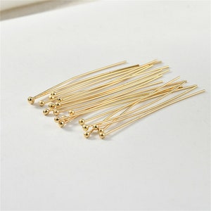 18K Gold Plated Headpins with Ball End, Gold Tone Ball Head Pins for Jewelry Making, Gold Tone  Needles, Wire Length 18mm 25mm 30mm 40mm