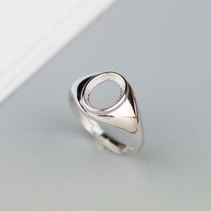 Sterling Silver Ring Setting, 925 Silver Oval Bezel Cup Setting, Sterling Silver Ring Blanks, Adjustable Ring Blanks 10*14mm 12*16mm 13*18mm