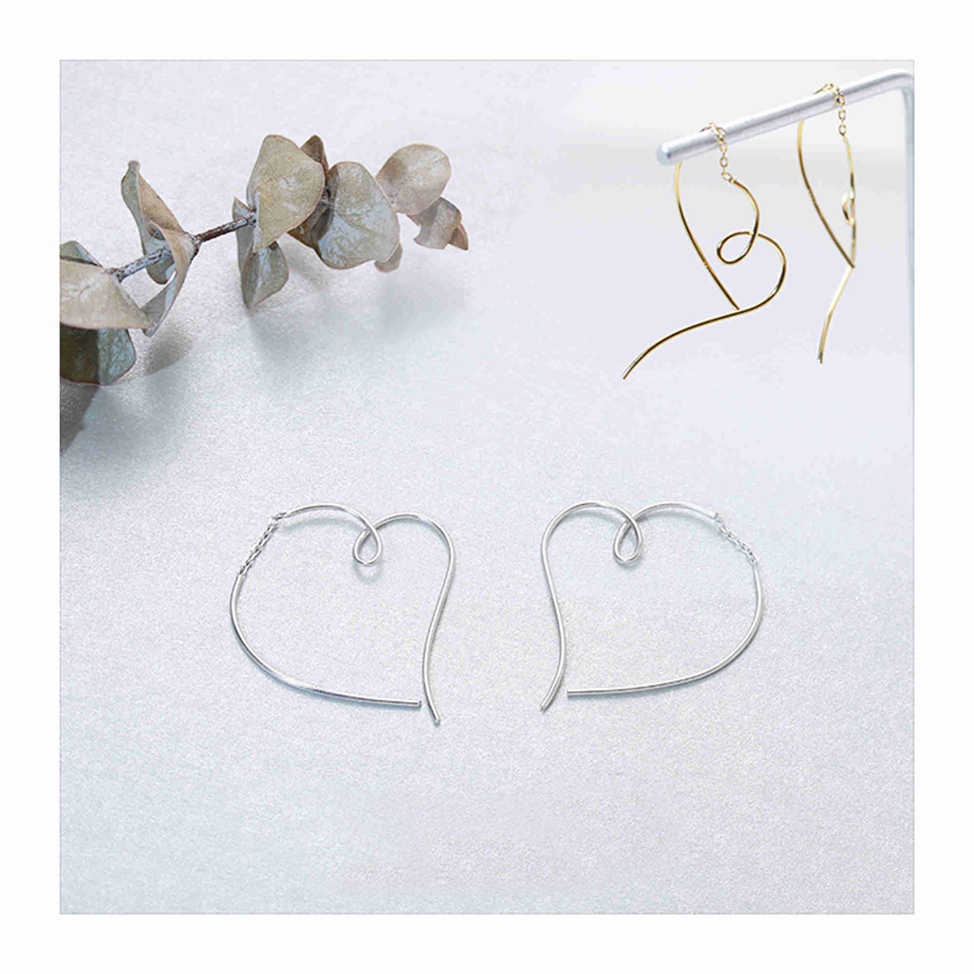 アクセサリー HEART hook earring SILVER925 18G Sterling Silver Heart Earring Hooks, S925 Silver Earring