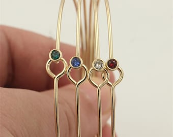 14K gold filled CZ zirkoon manchet armband, verstelbare armband, gold filled open armband, ronde armband, cadeau voor haar
