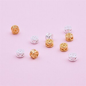 Sterling Silver Coin Pony Beads, Wealth Bead, Riches Bead, Success Bead, Bracelet Spacer, Fortune Bead, Coinage Bead, Flat Round Bead