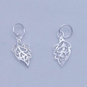 10pcs Sterling Silver Leaf Charm Pendant, Leaves Bracelet, Tree Necklace, Plant Earring,  Autumn Jewelry, Nature Charm, Charms In Bulk