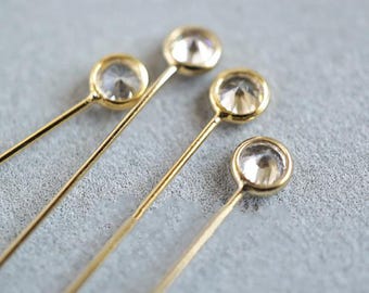Épingles à oeil en or 14 carats avec zircone CZ, épingles à oeil pour accessoires de fabrication de bijoux, aiguilles dorées, fil d'épaisseur 0,4 mm 26 Ga