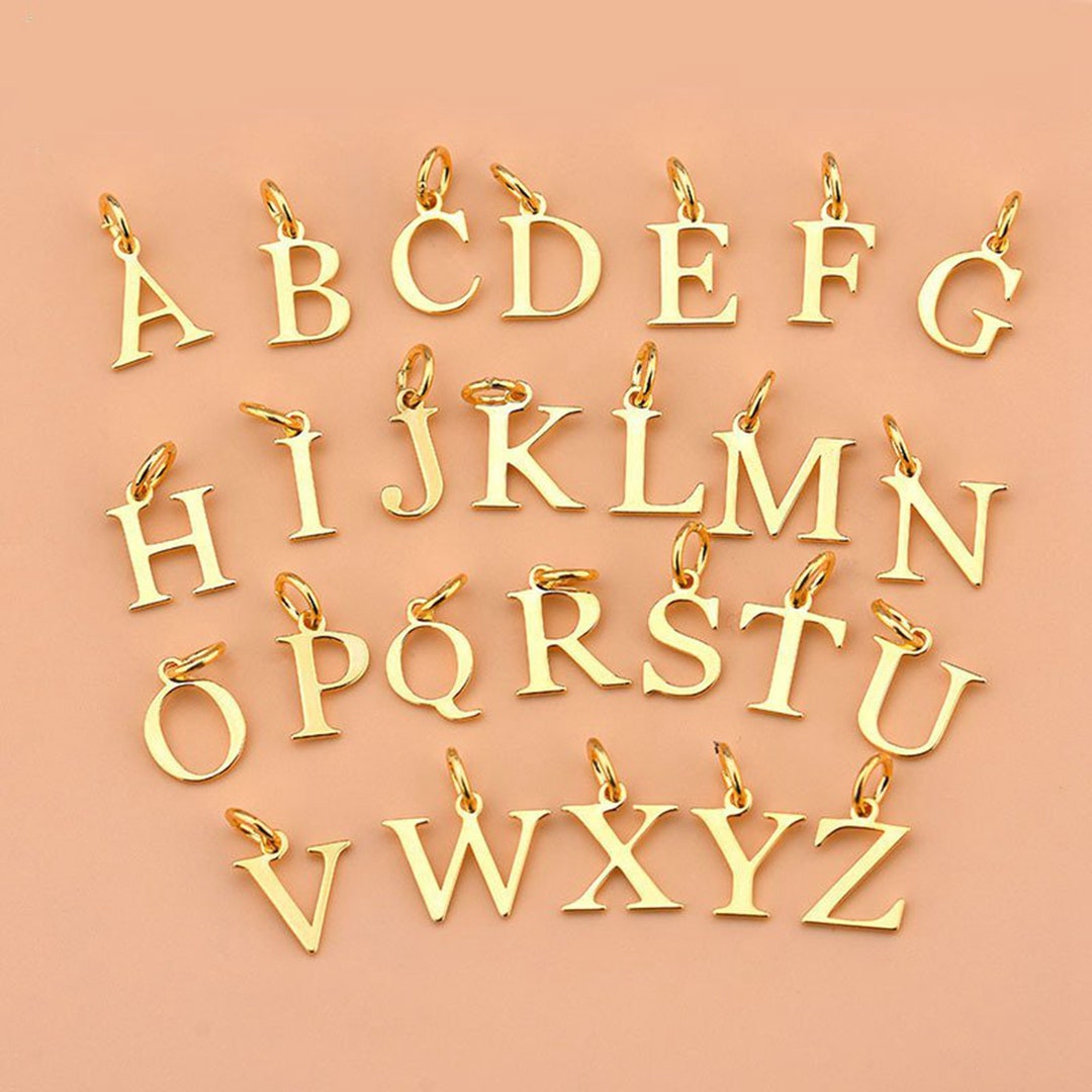 Gold Plated Over Sterling Silver Letter Charm, S925 Silver Alphabet Charm, Bracelet Charm Bulk