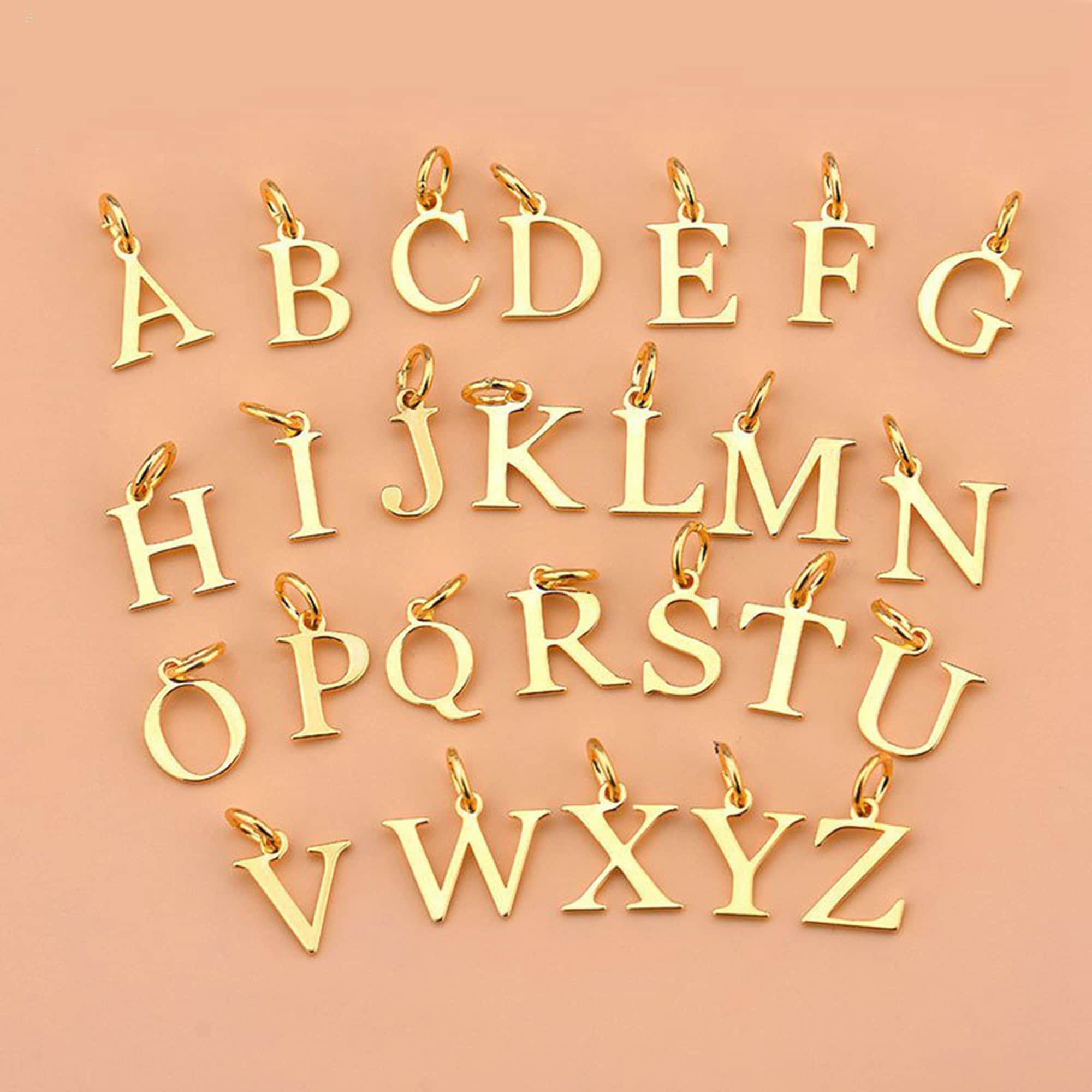 High Polish 925 Sterling Silver Gold Plated Alphabet Charm And