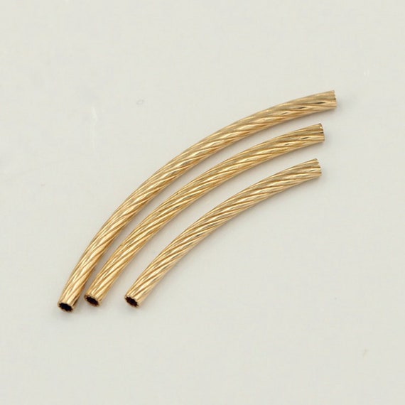 14K Gold Filled Twist Curve Tubes, Gold Filled Curve Tube Beads